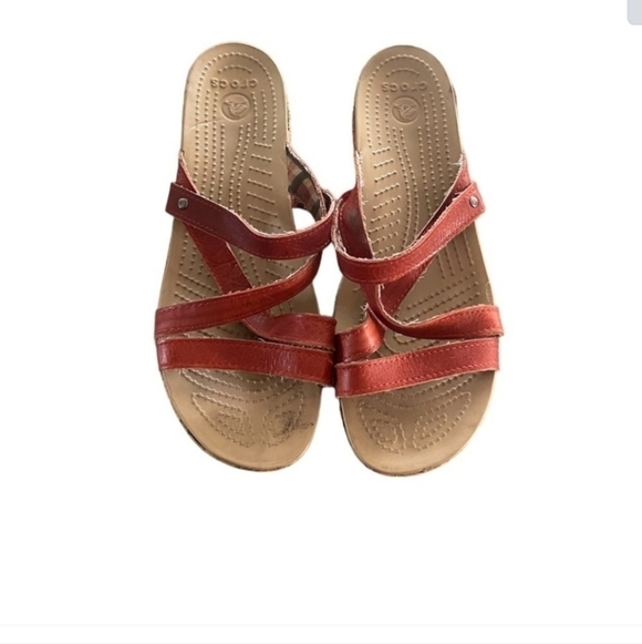 Crocs A-Leigh Mini Wedge Sandals Size 9W - Picture 2 of 4